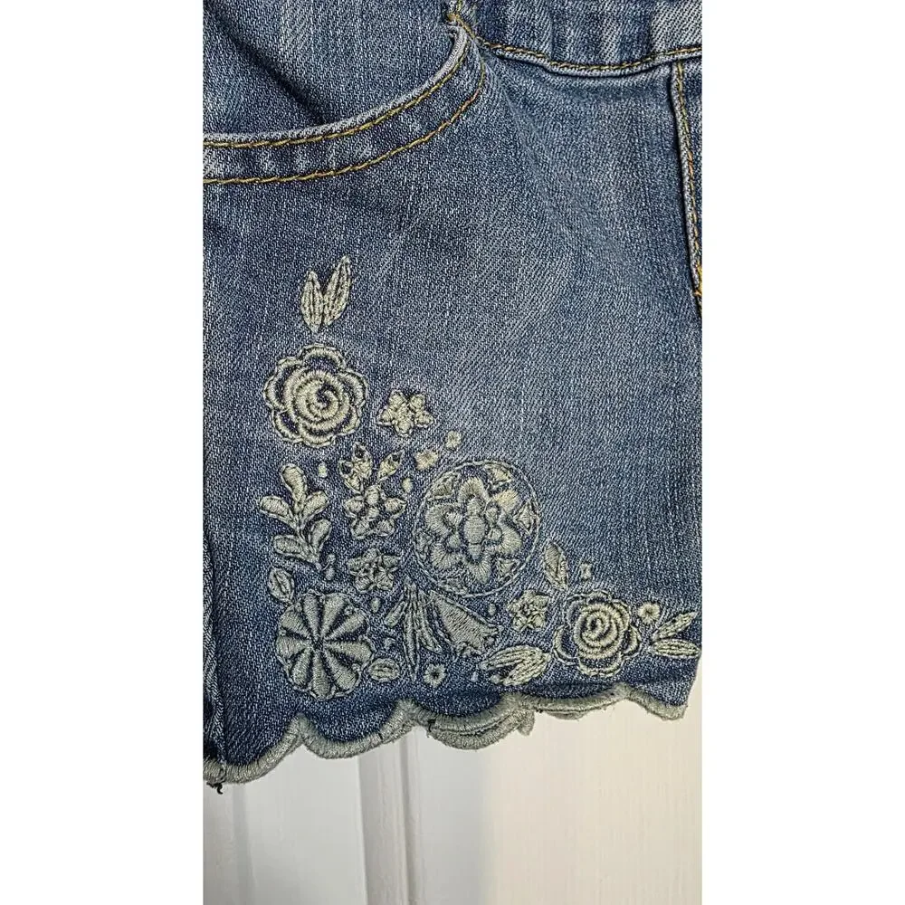 Genuine Kids Oshkosh B'gosh Overalls Size 12months  Denim Floral‎ Embroidered